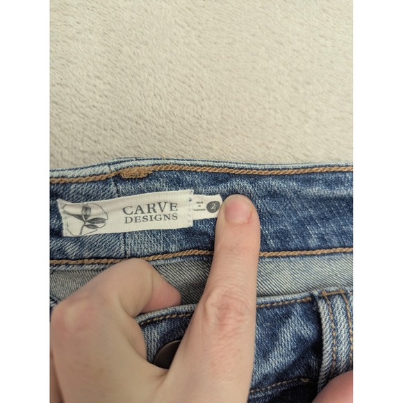 Carve Designs Bootcut Jeans Womens 2 Blue Medium Wash Organic Distressed Denim - Picture 3 of 14
